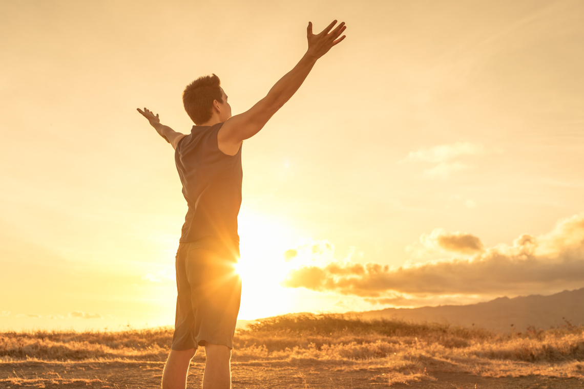 Young man feeling energized and rejuvenated